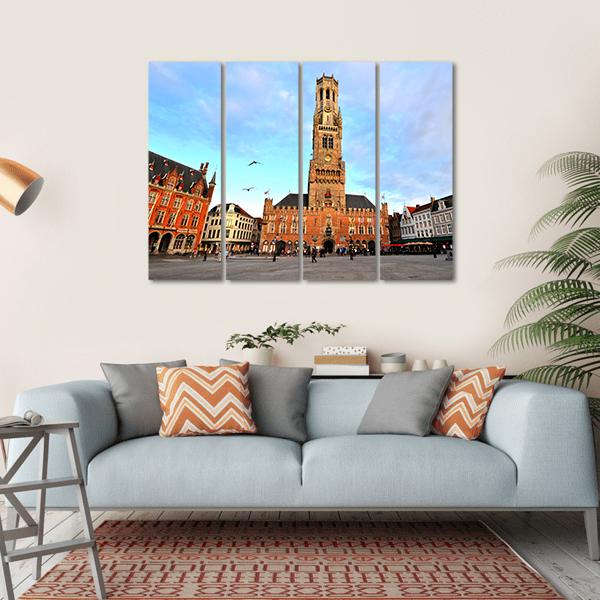 Belfry Of Bruges Canvas Wall Art-4 Horizontal-Gallery Wrap-34" x 24"-Tiaracle