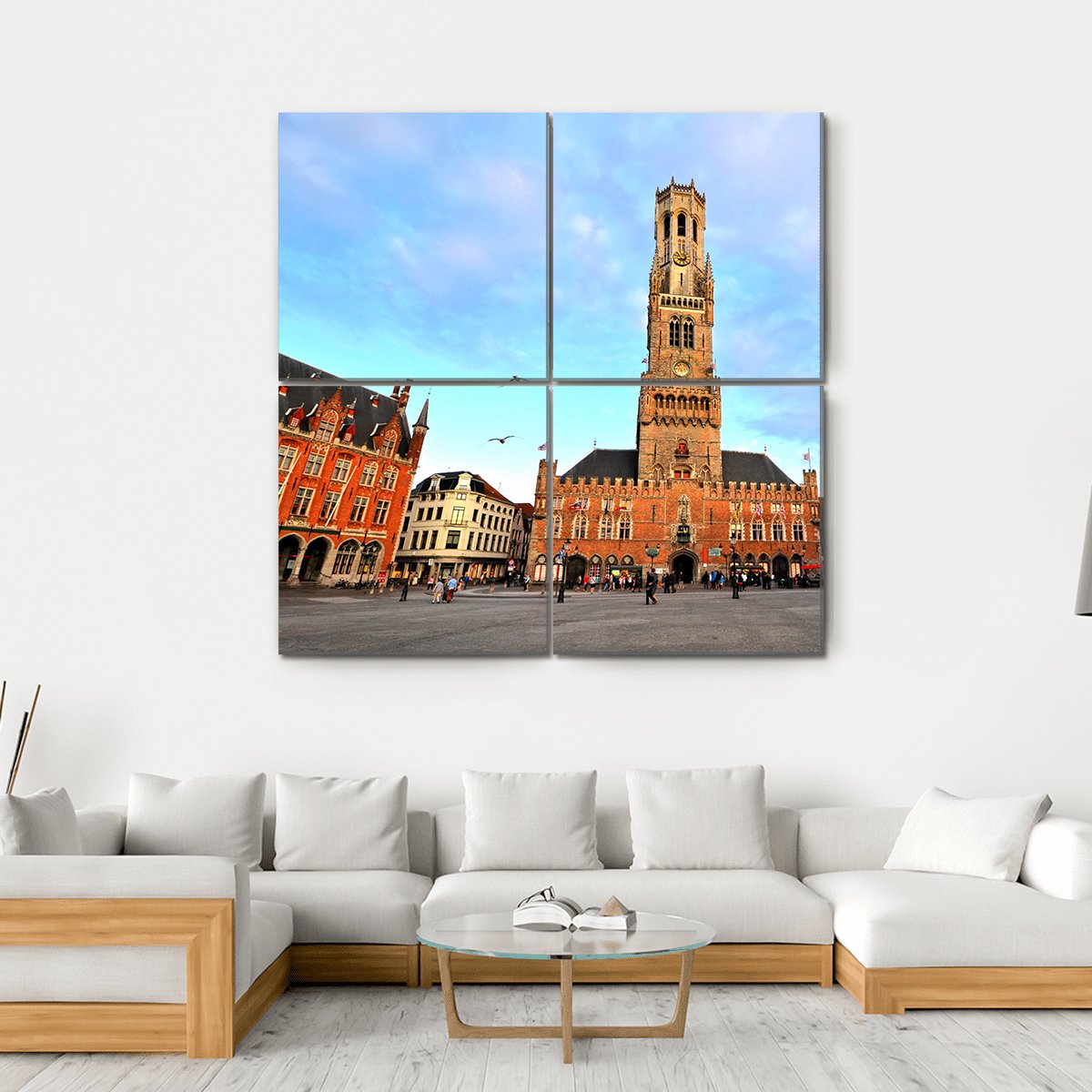 Belfry Of Bruges Canvas Wall Art-4 Square-Gallery Wrap-17" x 17"-Tiaracle