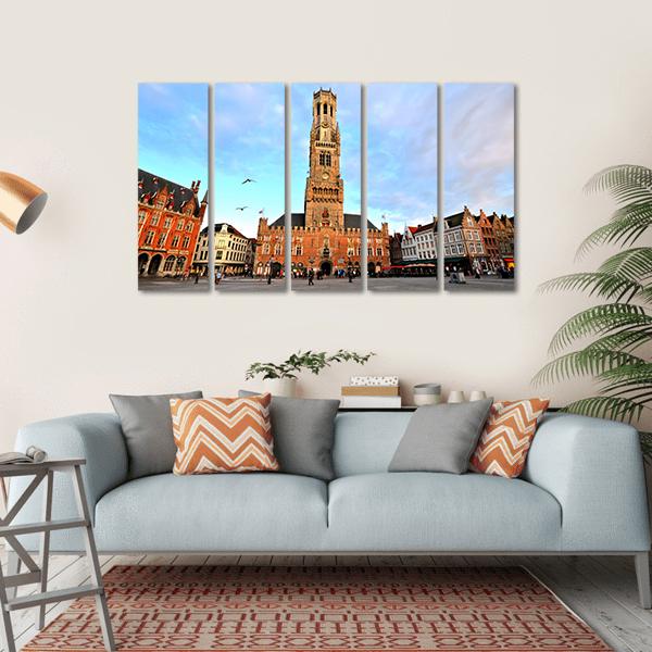 Belfry Of Bruges Canvas Wall Art-5 Horizontal-Gallery Wrap-22" x 12"-Tiaracle