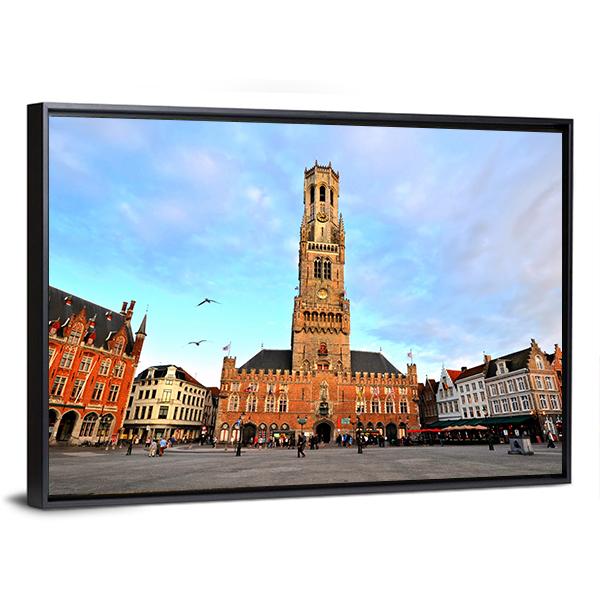 Belfry Of Bruges Canvas Wall Art-1 Piece-Floating Frame-24" x 16"-Tiaracle