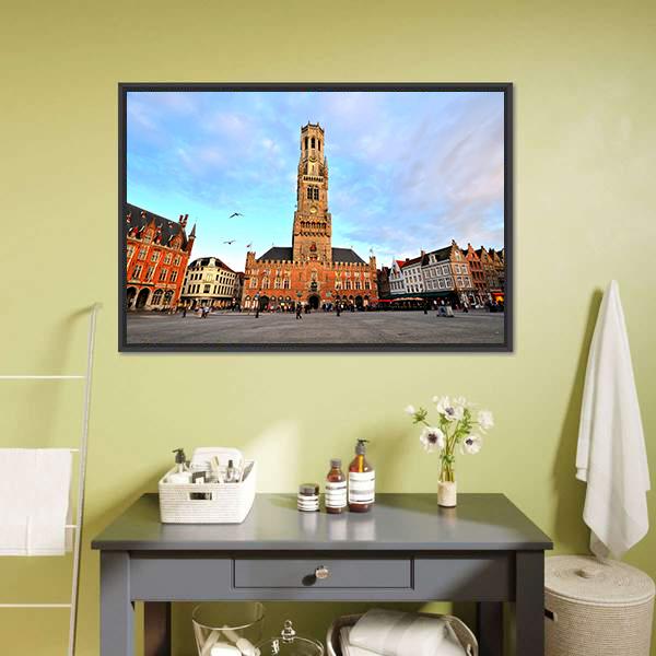 Belfry Of Bruges Canvas Wall Art-3 Horizontal-Gallery Wrap-25" x 16"-Tiaracle