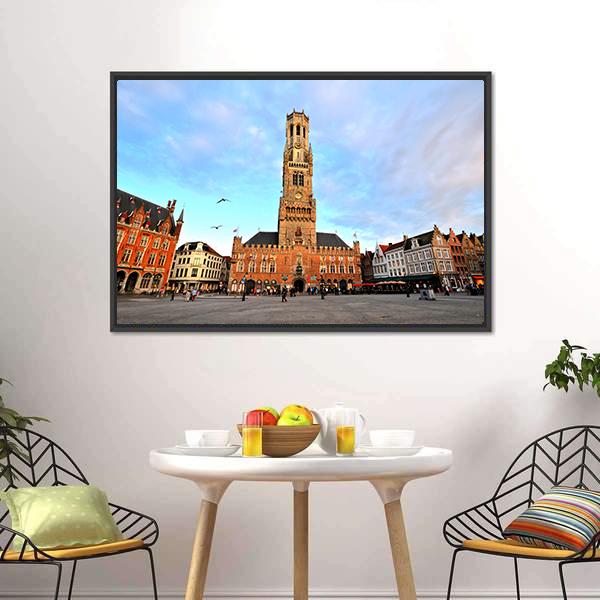 Belfry Of Bruges Canvas Wall Art-3 Horizontal-Gallery Wrap-25" x 16"-Tiaracle