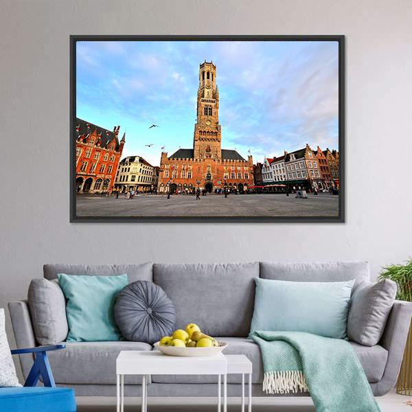 Belfry Of Bruges Canvas Wall Art-3 Horizontal-Gallery Wrap-25" x 16"-Tiaracle