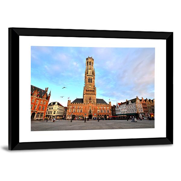 Belfry Of Bruges Canvas Wall Art-1 Piece-Framed Print-20" x 16"-Tiaracle