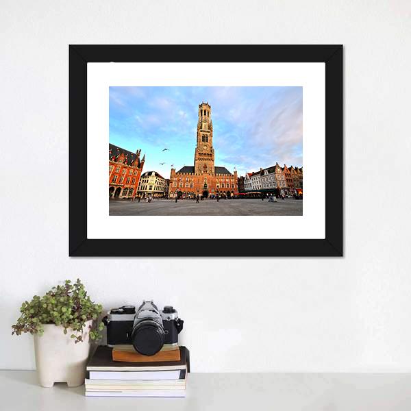 Belfry Of Bruges Canvas Wall Art-3 Horizontal-Gallery Wrap-25" x 16"-Tiaracle
