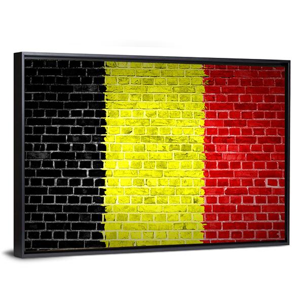 Belgium Flag On Brick Wall Canvas Wall Art-5 Horizontal-Gallery Wrap-22" x 12"-Tiaracle