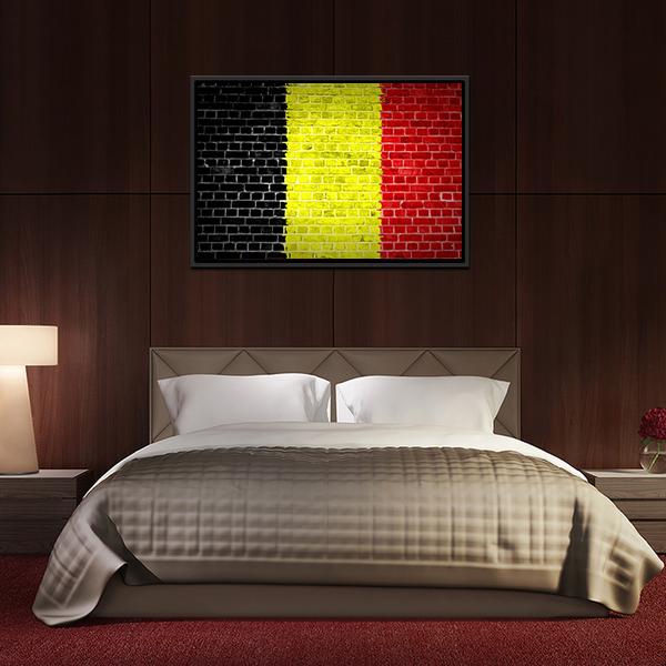 Belgium Flag On Brick Wall Canvas Wall Art-5 Horizontal-Gallery Wrap-22" x 12"-Tiaracle