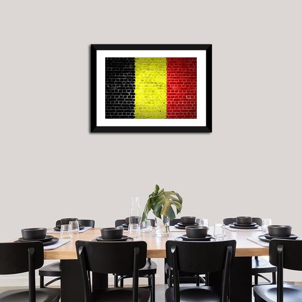 Belgium Flag On Brick Wall Canvas Wall Art-5 Horizontal-Gallery Wrap-22" x 12"-Tiaracle