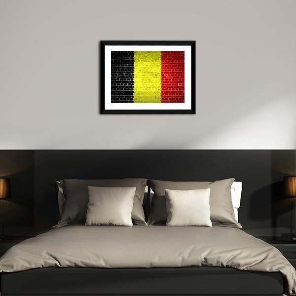 Belgium Flag On Brick Wall Canvas Wall Art-5 Horizontal-Gallery Wrap-22" x 12"-Tiaracle