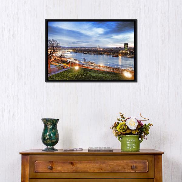 Belgrade City Serbia Canvas Wall Art-1 Piece-Floating Frame-24&quot; x 16&quot;-Tiaracle