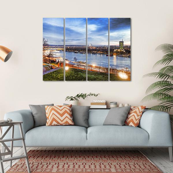 Belgrade City Serbia Canvas Wall Art-4 Horizontal-Gallery Wrap-34" x 24"-Tiaracle