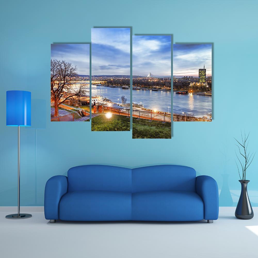 Belgrade City Serbia Canvas Wall Art-4 Pop-Gallery Wrap-50&quot; x 32&quot;-Tiaracle