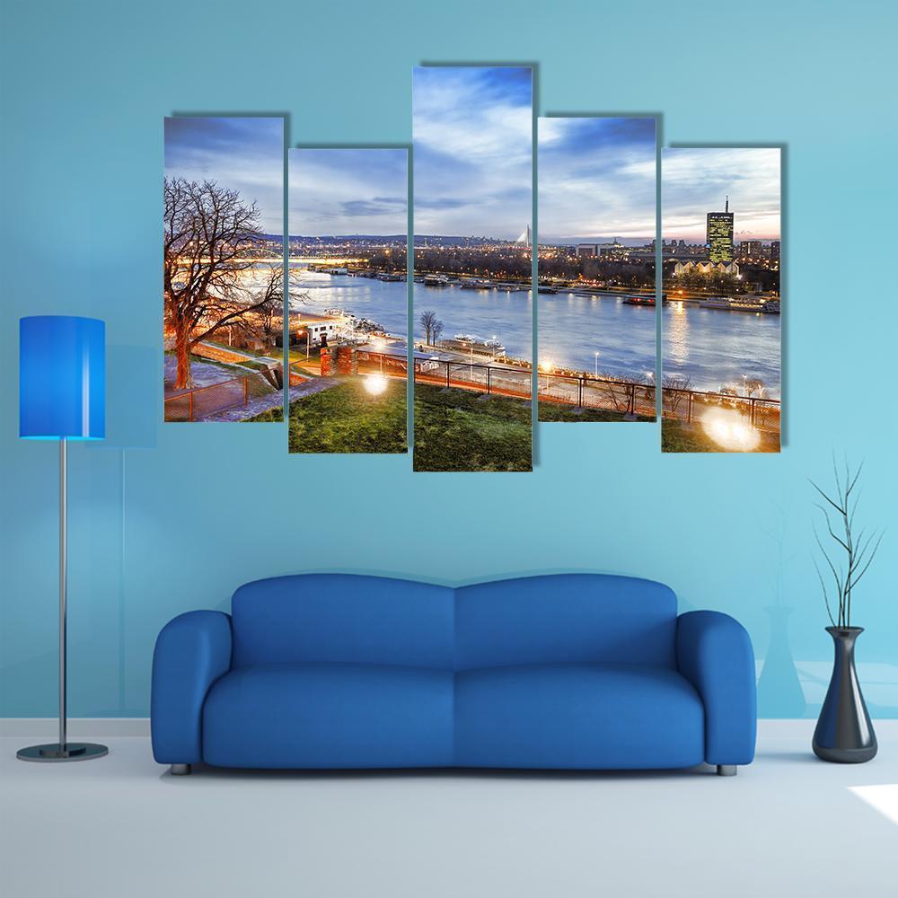 Belgrade City Serbia Canvas Wall Art-5 Pop-Gallery Wrap-47&quot; x 32&quot;-Tiaracle
