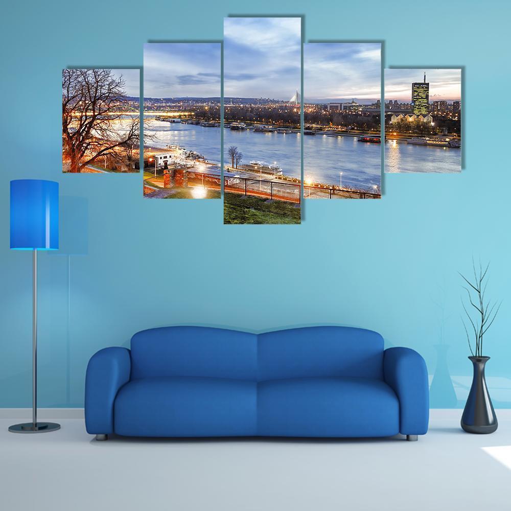 Belgrade City Serbia Canvas Wall Art-5 Star-Gallery Wrap-62&quot; x 32&quot;-Tiaracle