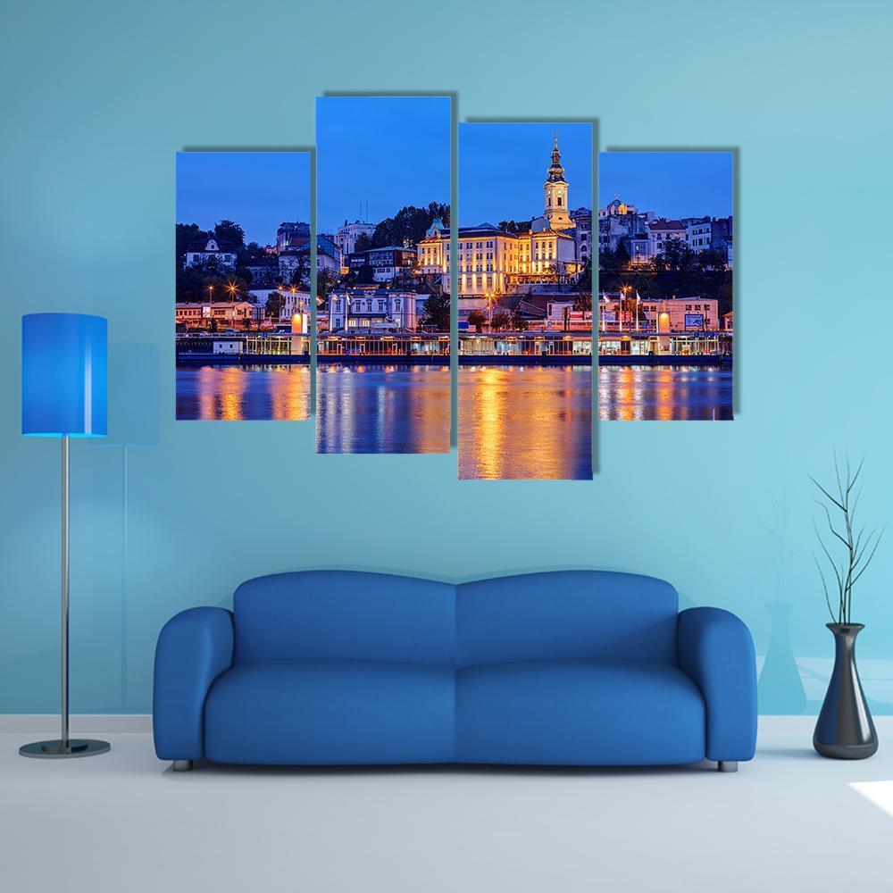 Belgrade With River Canvas Wall Art-4 Pop-Gallery Wrap-50" x 32"-Tiaracle