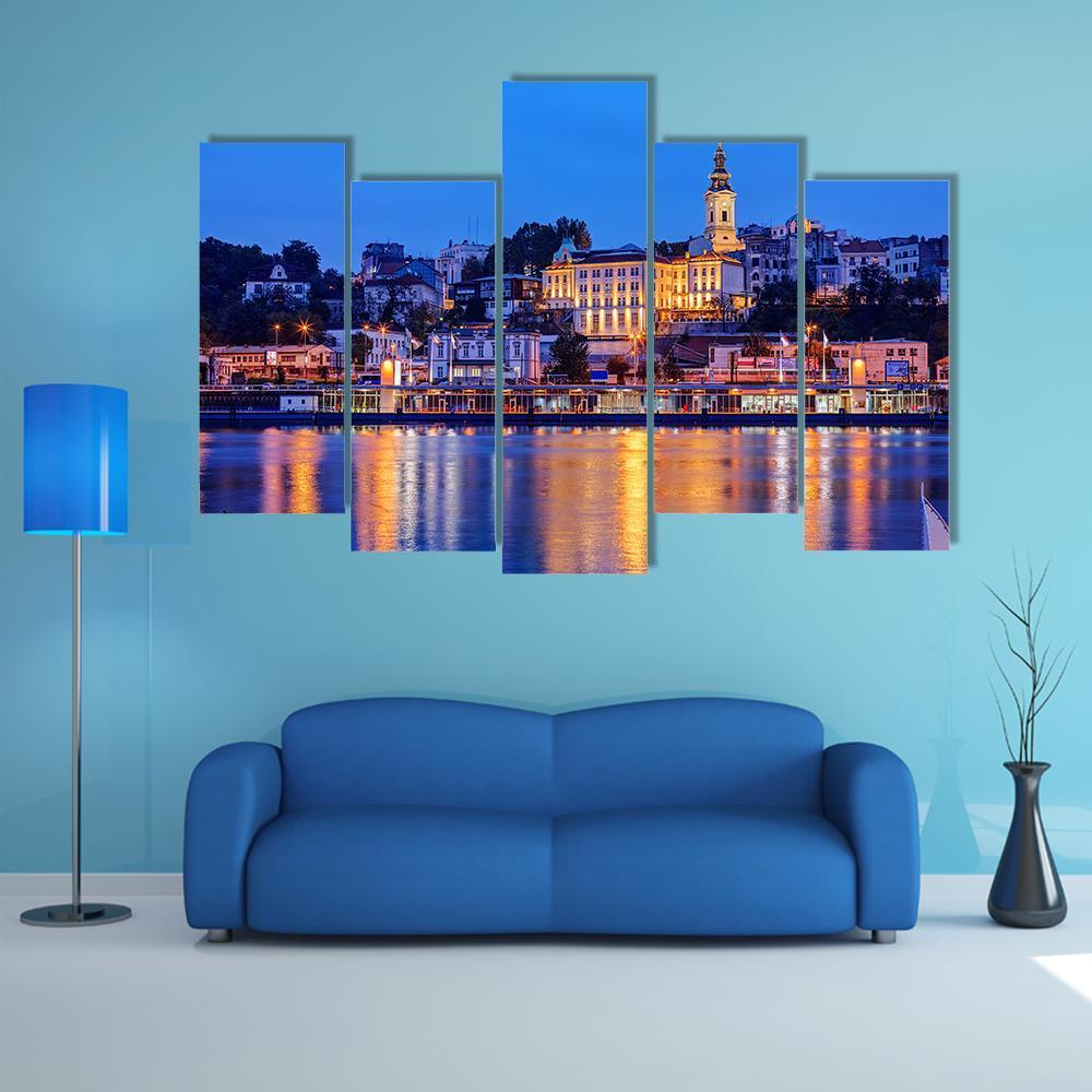 Belgrade With River Canvas Wall Art-5 Pop-Gallery Wrap-47" x 32"-Tiaracle