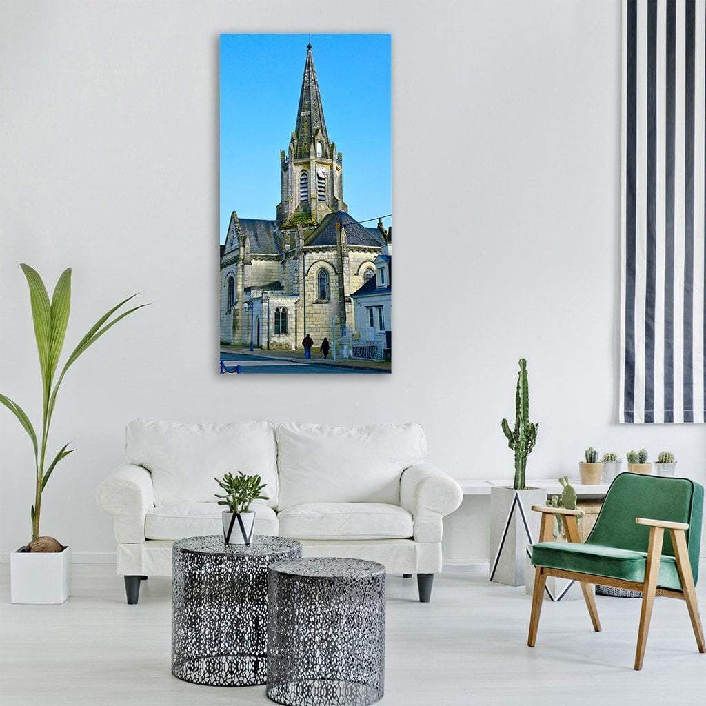 Bell Tower Church France Vertical Canvas Wall Art-1 Vertical-Gallery Wrap-12" x 24"-Tiaracle