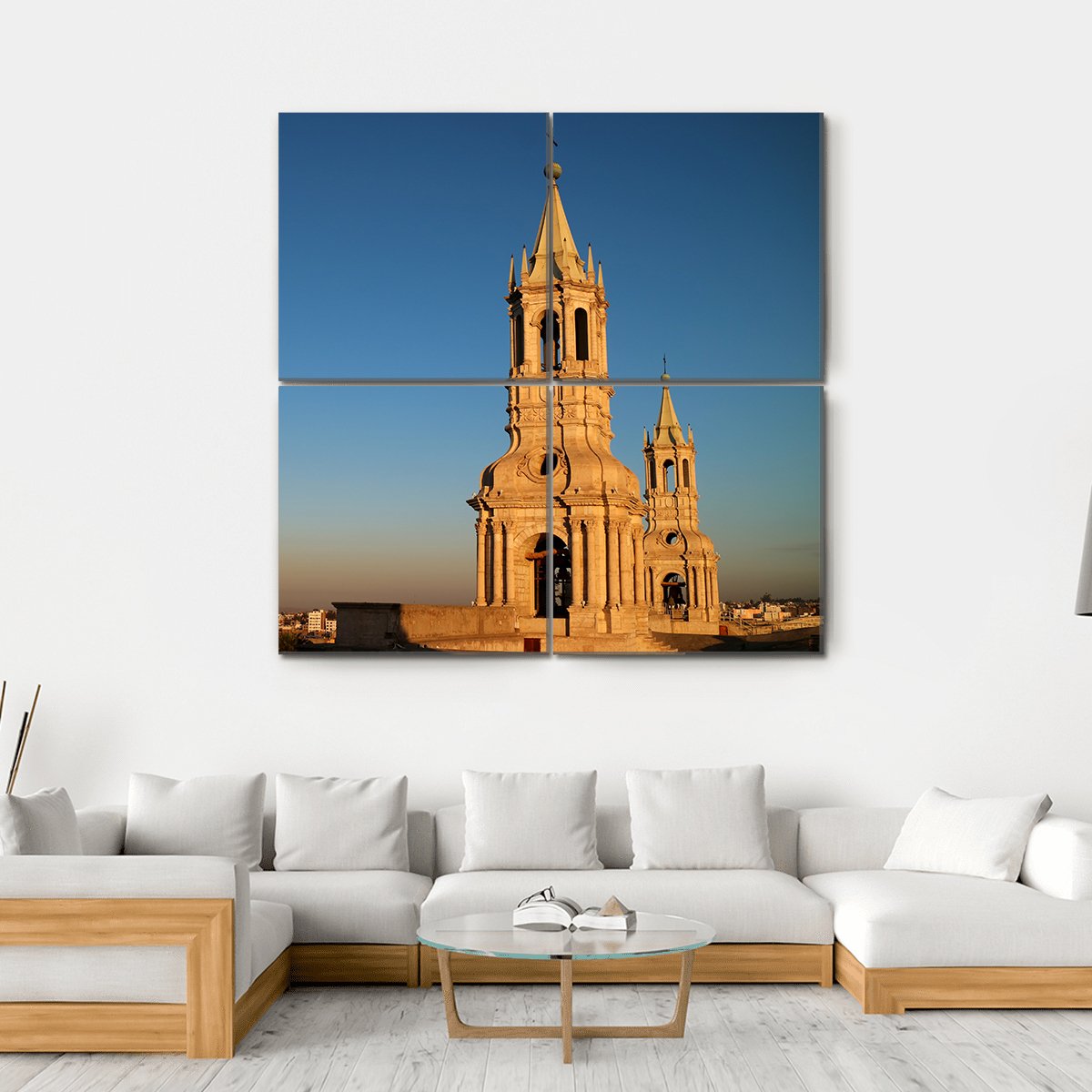 Bell Tower In Arequipa Canvas Wall Art-4 Square-Gallery Wrap-17" x 17"-Tiaracle