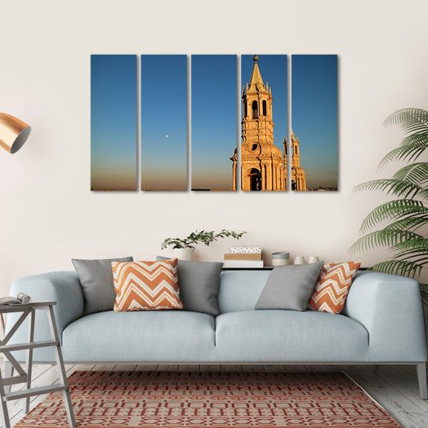 Bell Tower In Arequipa Canvas Wall Art-5 Horizontal-Gallery Wrap-22" x 12"-Tiaracle