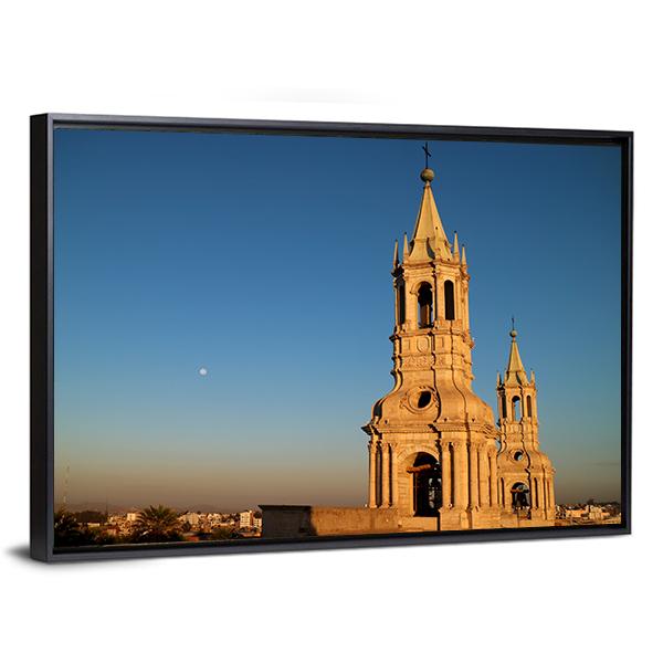 Bell Tower In Arequipa Canvas Wall Art-3 Horizontal-Gallery Wrap-25" x 16"-Tiaracle