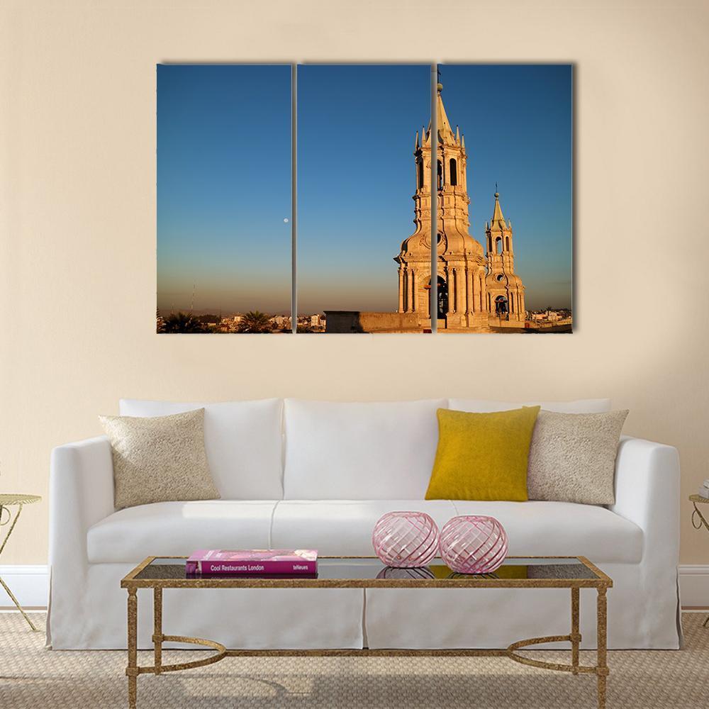 Bell Tower In Arequipa Canvas Wall Art-3 Horizontal-Gallery Wrap-37" x 24"-Tiaracle