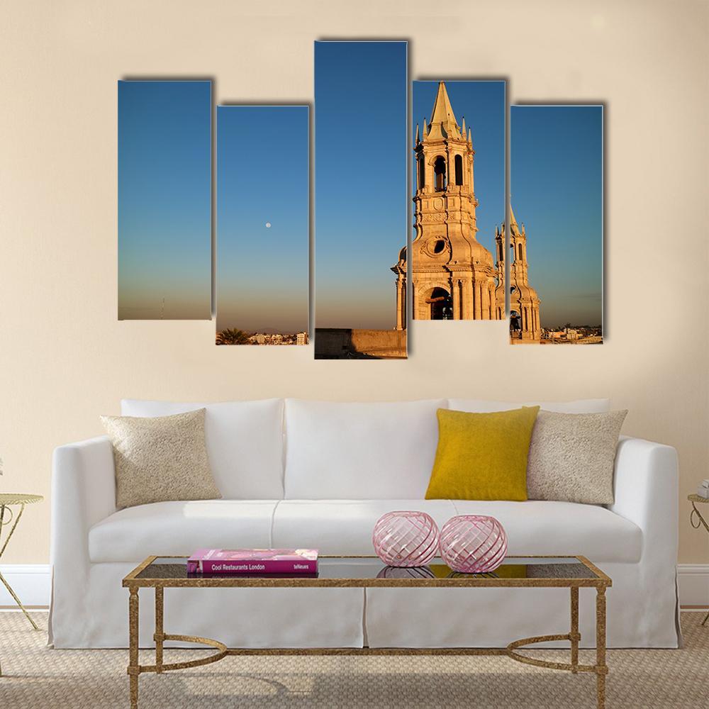 Bell Tower In Arequipa Canvas Wall Art-5 Pop-Gallery Wrap-47" x 32"-Tiaracle