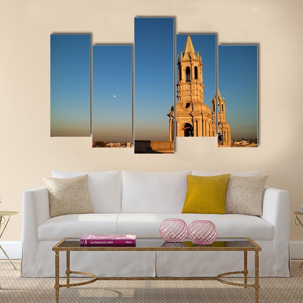Bell Tower In Arequipa Canvas Wall Art-1 Piece-Gallery Wrap-48" x 32"-Tiaracle
