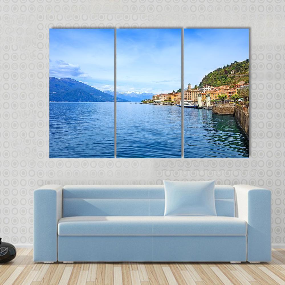 Bellagio Town With Como Lake Canvas Wall Art-3 Horizontal-Gallery Wrap-37" x 24"-Tiaracle
