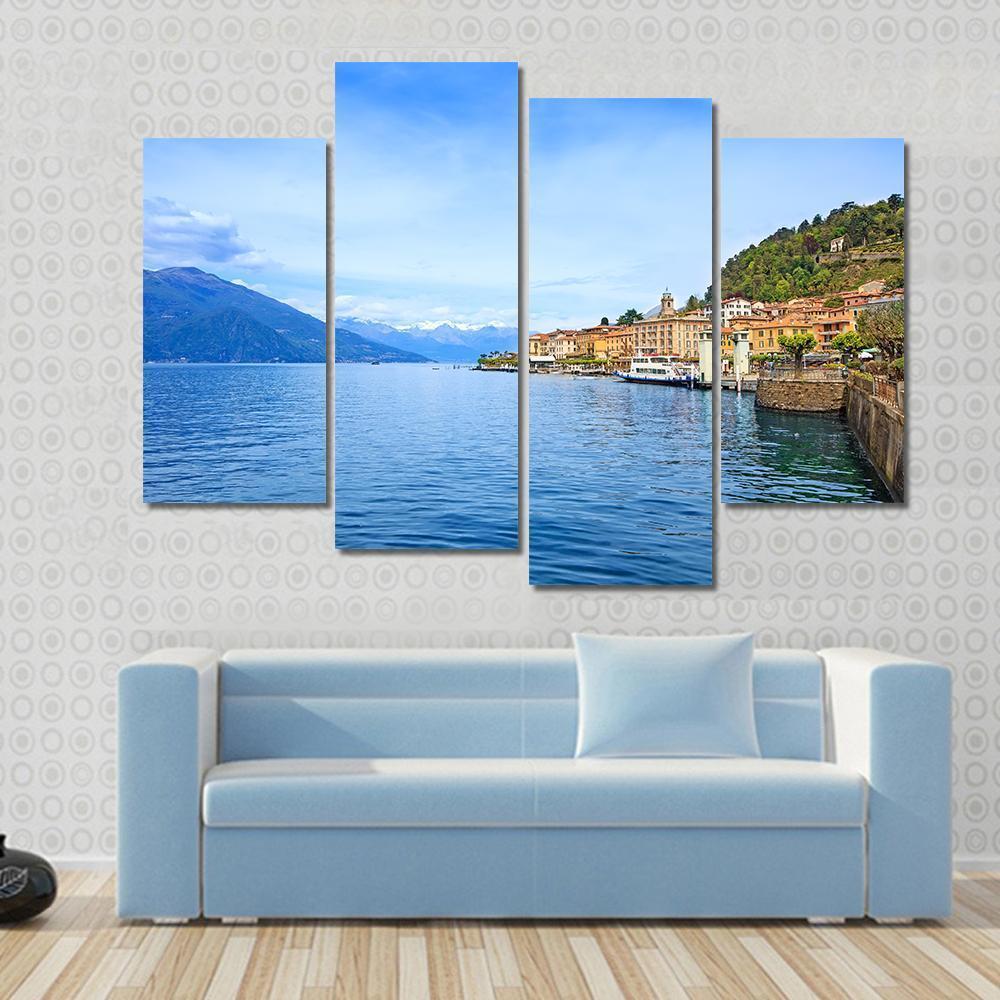 Bellagio Town With Como Lake Canvas Wall Art-4 Pop-Gallery Wrap-50" x 32"-Tiaracle