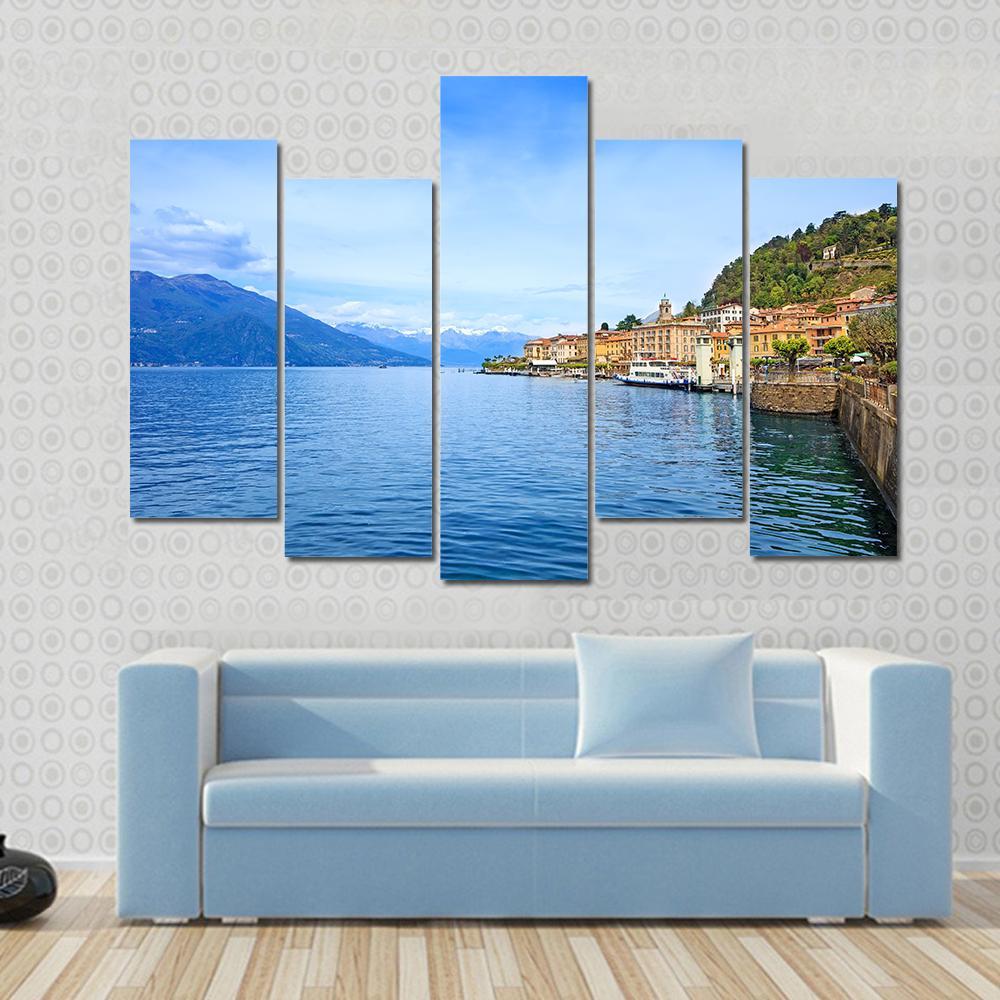 Bellagio Town With Como Lake Canvas Wall Art-1 Piece-Gallery Wrap-48" x 32"-Tiaracle
