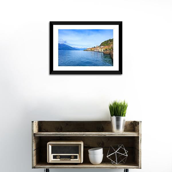 Bellagio Town With Como Lake Canvas Wall Art-1 Piece-Framed Print-20" x 16"-Tiaracle