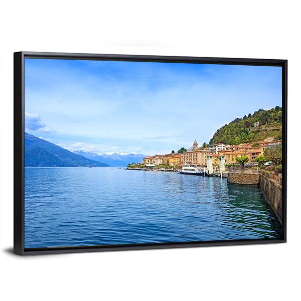 Bellagio Town With Como Lake Canvas Wall Art-3 Horizontal-Gallery Wrap-25" x 16"-Tiaracle