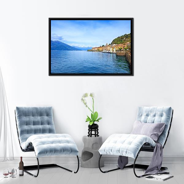 Bellagio Town With Como Lake Canvas Wall Art-3 Horizontal-Gallery Wrap-25" x 16"-Tiaracle
