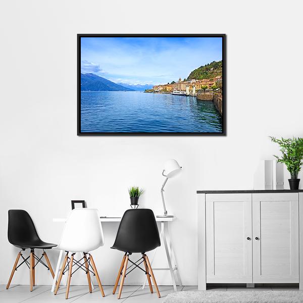Bellagio Town With Como Lake Canvas Wall Art-3 Horizontal-Gallery Wrap-25" x 16"-Tiaracle