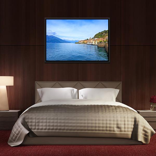 Bellagio Town With Como Lake Canvas Wall Art-3 Horizontal-Gallery Wrap-25" x 16"-Tiaracle