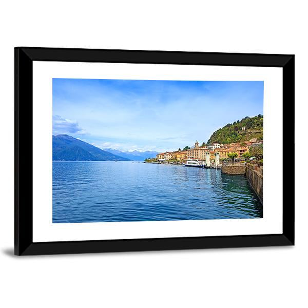 Bellagio Town With Como Lake Canvas Wall Art-3 Horizontal-Gallery Wrap-25" x 16"-Tiaracle