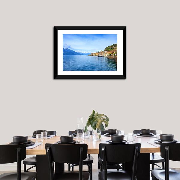 Bellagio Town With Como Lake Canvas Wall Art-3 Horizontal-Gallery Wrap-25" x 16"-Tiaracle