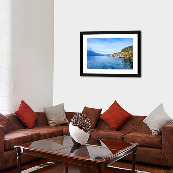 Bellagio Town With Como Lake Canvas Wall Art-3 Horizontal-Gallery Wrap-25" x 16"-Tiaracle