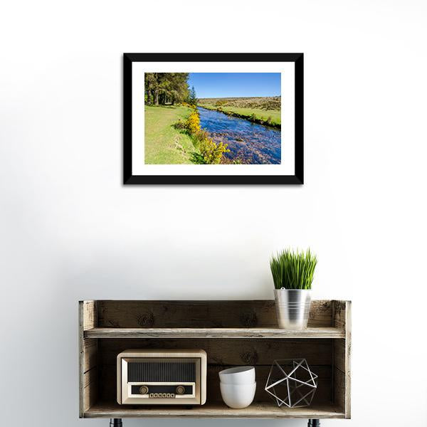 Bellever Forest & Dart River Canvas Wall Art-1 Piece-Framed Print-20" x 16"-Tiaracle