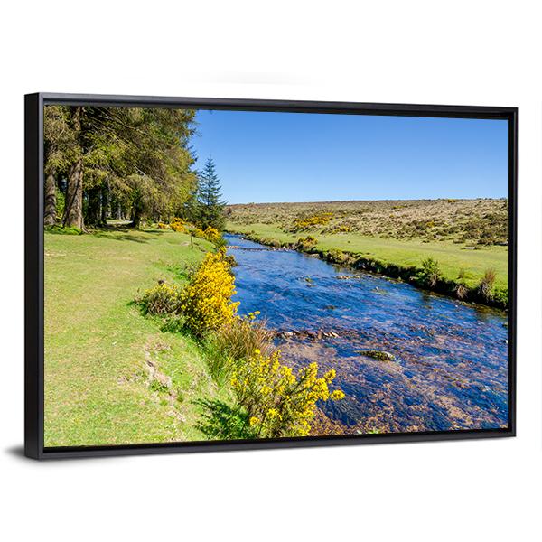 Bellever Forest &amp; Dart River Canvas Wall Art-3 Horizontal-Gallery Wrap-25" x 16"-Tiaracle