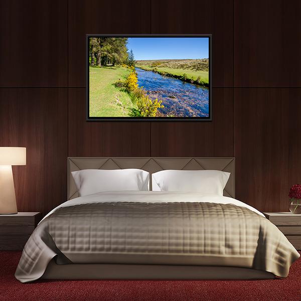 Bellever Forest &amp; Dart River Canvas Wall Art-3 Horizontal-Gallery Wrap-25" x 16"-Tiaracle