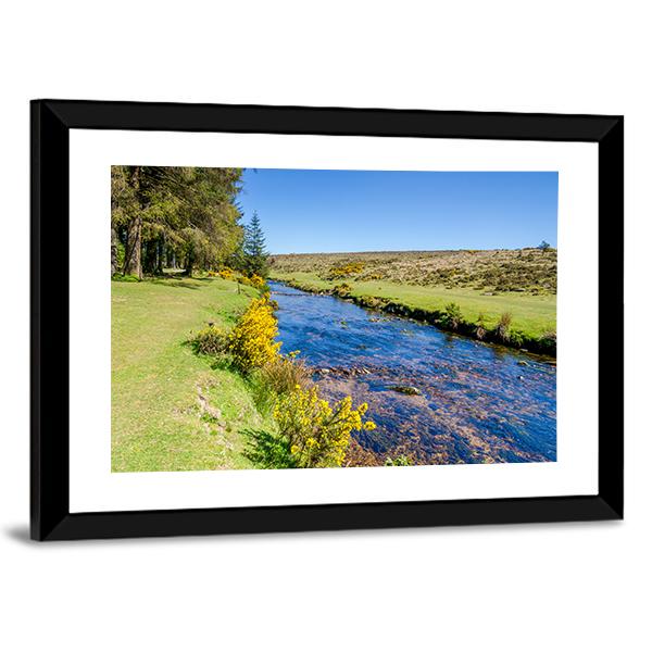 Bellever Forest &amp; Dart River Canvas Wall Art-3 Horizontal-Gallery Wrap-25" x 16"-Tiaracle