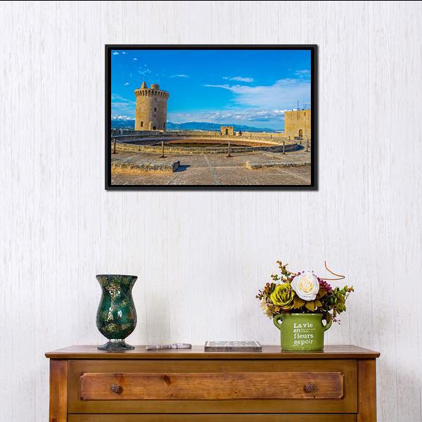 Bellver Castle Spain Canvas Wall Art-1 Piece-Floating Frame-24" x 16"-Tiaracle