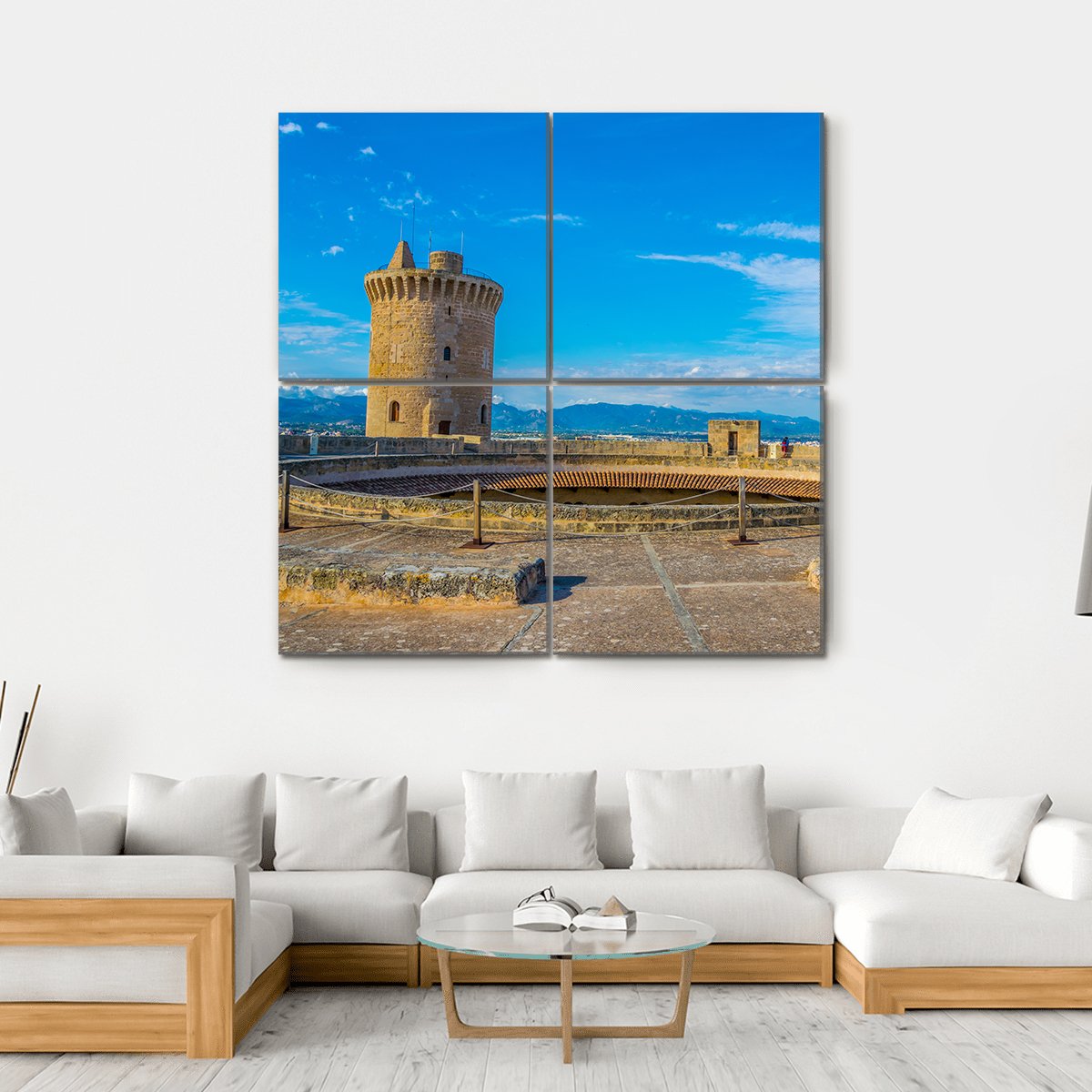 Bellver Castle Spain Canvas Wall Art-4 Square-Gallery Wrap-17" x 17"-Tiaracle