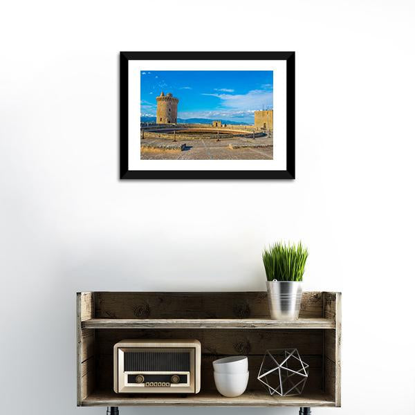 Bellver Castle Spain Canvas Wall Art-1 Piece-Framed Print-20" x 16"-Tiaracle