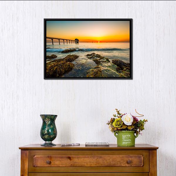 Bembridge Ledge Isle Of Wight Canvas Wall Art-1 Piece-Floating Frame-24" x 16"-Tiaracle