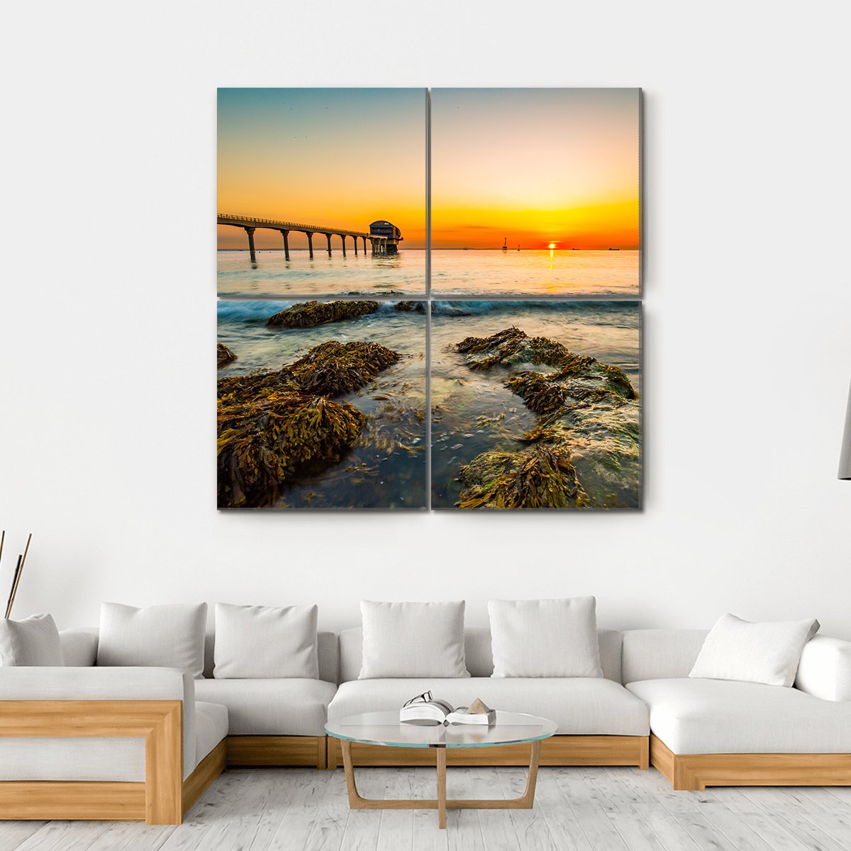 Bembridge Ledge Isle Of Wight Canvas Wall Art-4 Square-Gallery Wrap-17" x 17"-Tiaracle
