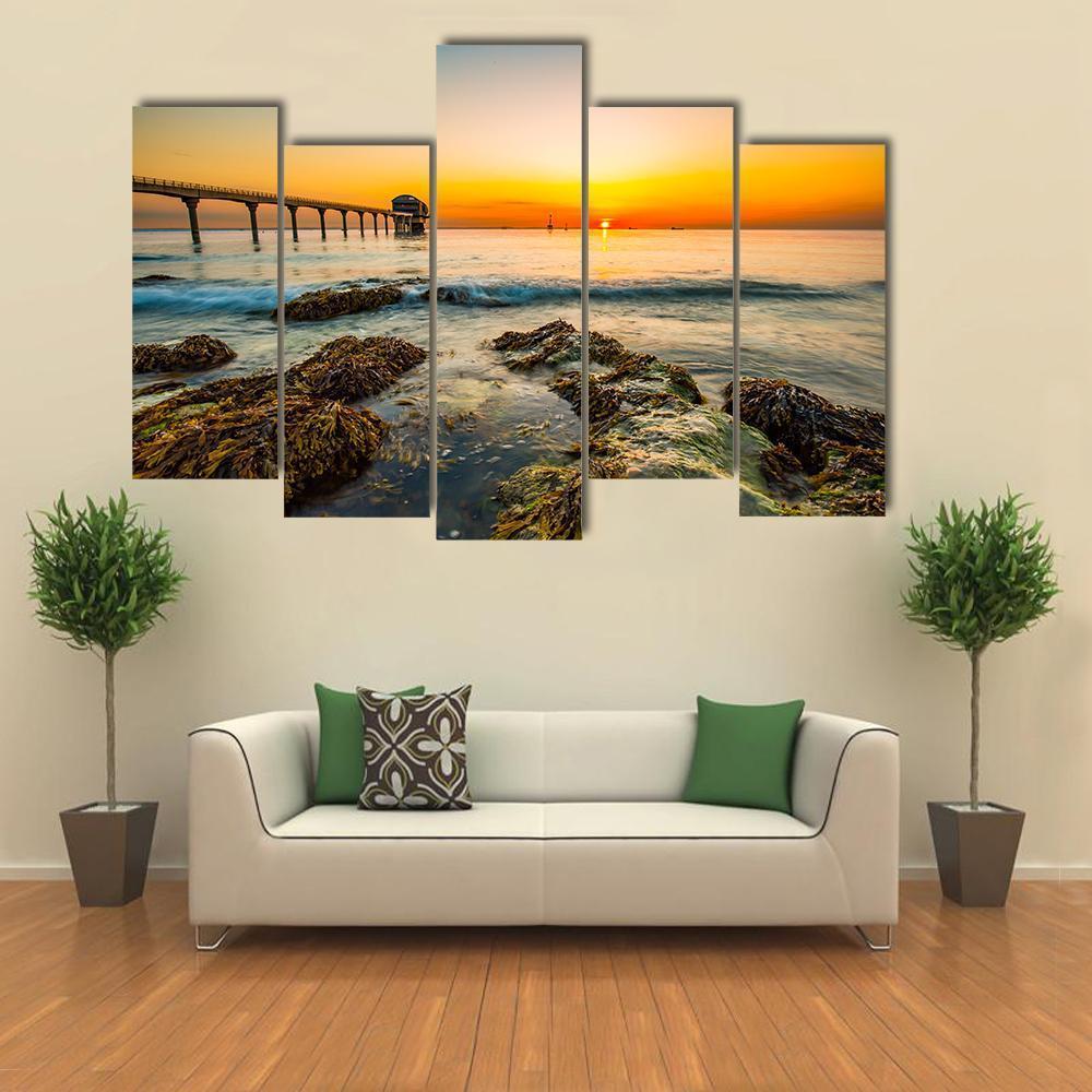 Bembridge Ledge Isle Of Wight Canvas Wall Art-5 Pop-Gallery Wrap-47" x 32"-Tiaracle
