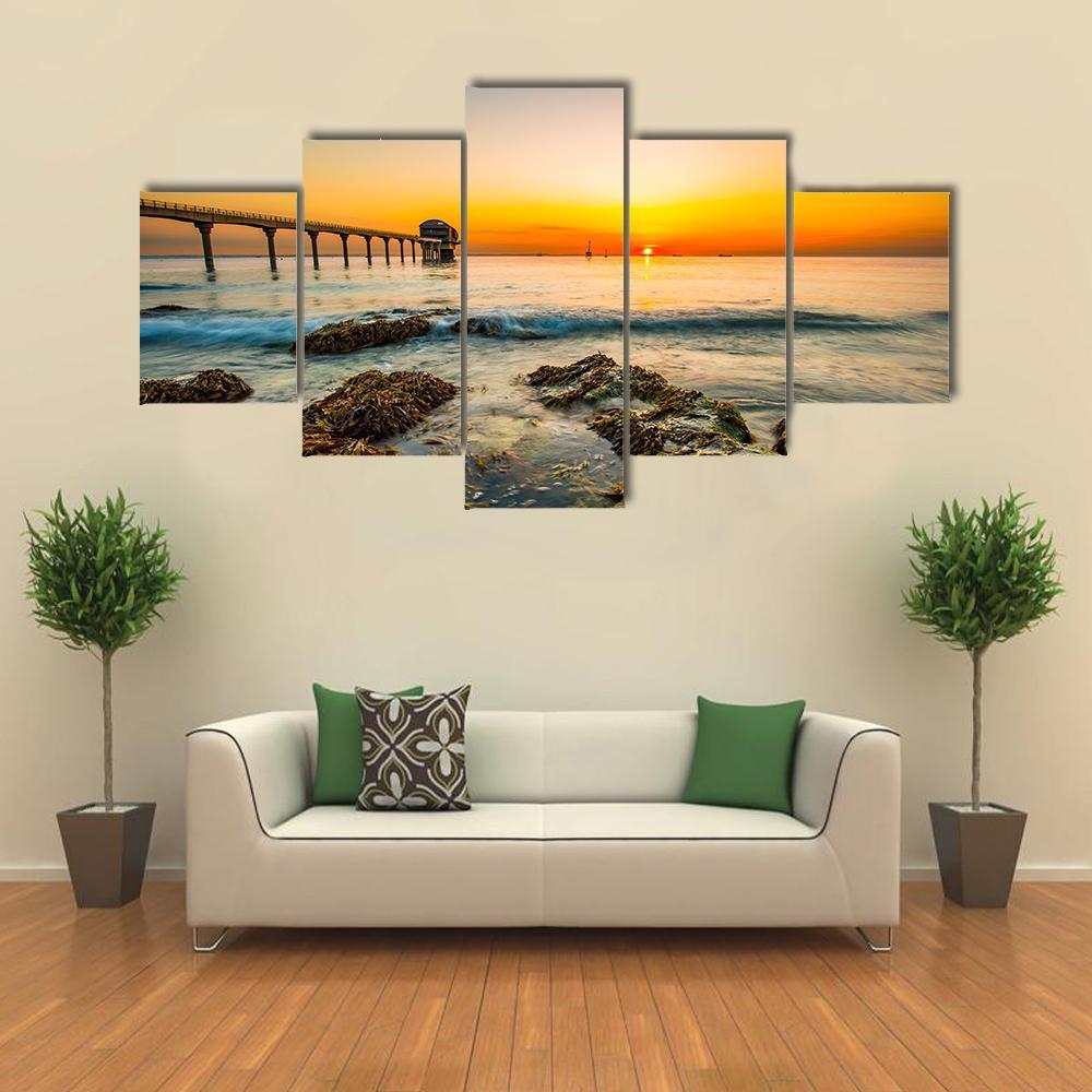 Bembridge Ledge Isle Of Wight Canvas Wall Art-5 Star-Gallery Wrap-62" x 32"-Tiaracle