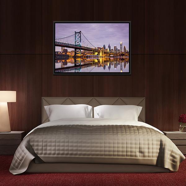 Ben Franklin Bridge Canvas Wall Art-5 Horizontal-Gallery Wrap-22" x 12"-Tiaracle